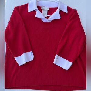 100% Cotton Red and White Sweater by Designers Originals